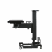 Adjustable medical imaging table with wheels, shown in side profile.