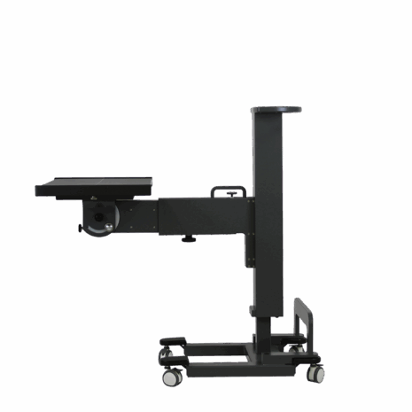 posp80i_profile_supine1 Adjustable medical imaging table with wheels, shown in side profile.