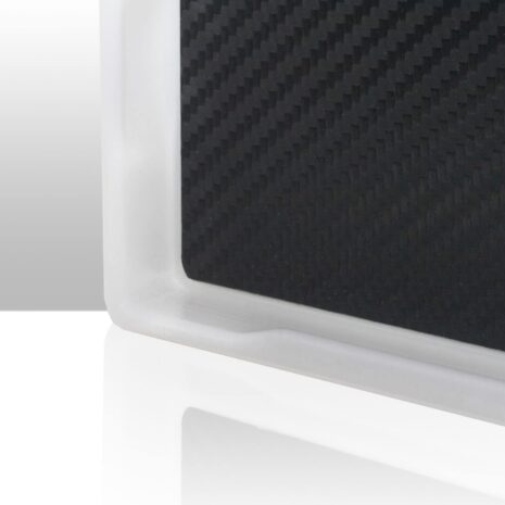 ps14-corner-2-scaled Close-up of a carbon fiber X-ray grid corner encased in a white protective frame