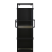Front view of a tall black metal cart with handles and caster wheels
