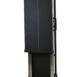 Tall black rectangular panel with a vertical center line and side handles, mounted on a metallic frame with a flat base, shown at a slight angle.