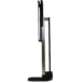 Side view of a tall black metal cart with adjustable slots and caster wheels