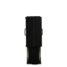 Front view of a tall black metal cart with side handles and a partially lowered base section