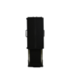 Front view of a tall black metal cart with side handles and a partially lowered base section
