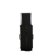 Front view of a tall black metal cart with side handles and a partially extended top section.