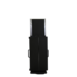 Front view of a tall black metal cart with side handles and a partially extended top section.