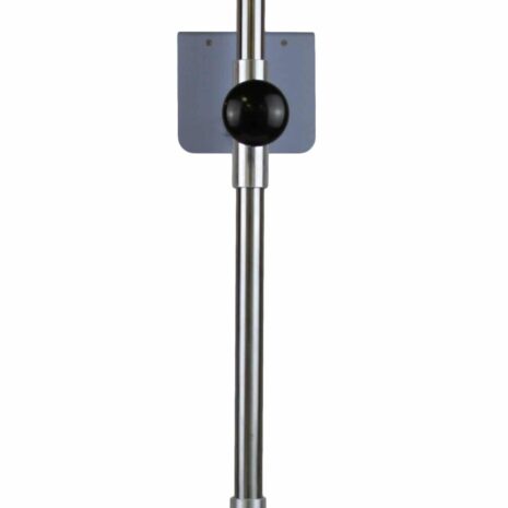 ttdr_back-scaled Vertical metal stand with two black spherical clamps and a flat base