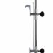 Side view of a vertical metal stand with adjustable clamps and a flat base