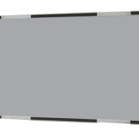 wddr80i_back_hero Rectangular gray panel with a thin black and metallic frame, angled view.