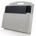White wall-mounted holder with a black rectangular panel partially inserted